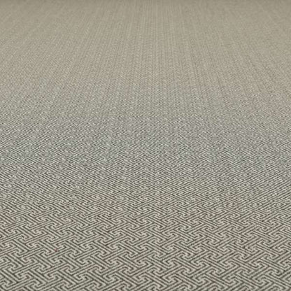 Elemental Collection Geometric Lock Pattern Soft Wool Textured Grey White Colour Upholstery Fabric CTR-118