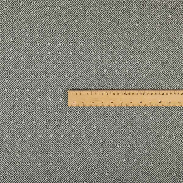 Elemental Collection Geometric Lock Pattern Soft Wool Textured Grey White Colour Upholstery Fabric CTR-118 - Roman Blinds
