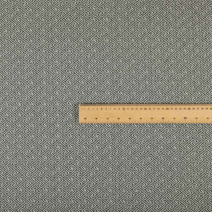 Elemental Collection Geometric Lock Pattern Soft Wool Textured Grey White Colour Upholstery Fabric CTR-118 - Roman Blinds