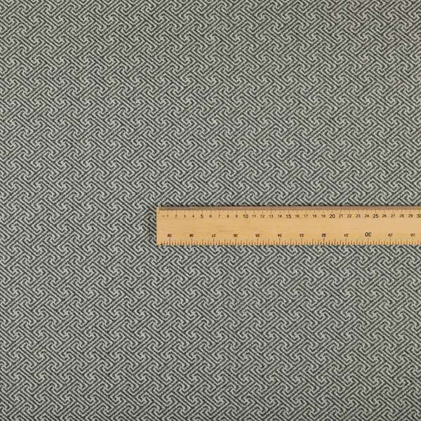 Elemental Collection Geometric Lock Pattern Soft Wool Textured Grey White Colour Upholstery Fabric CTR-118