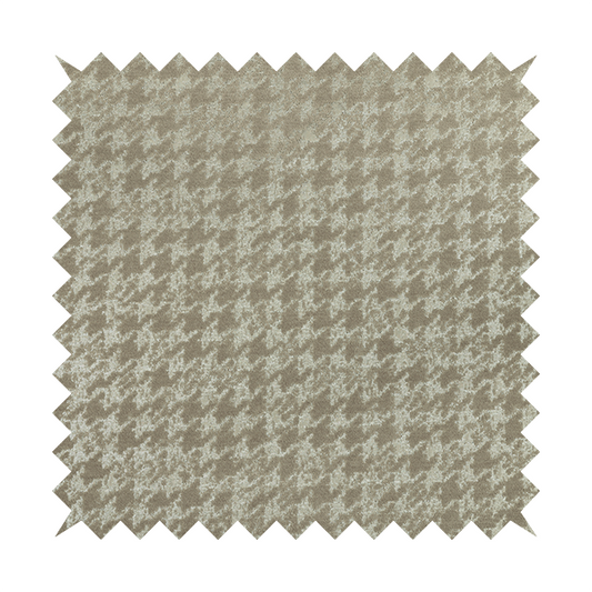 Kimberley Houndstooth Pattern Soft Chenille Upholstery Fabric In Brown Colour CTR-1180