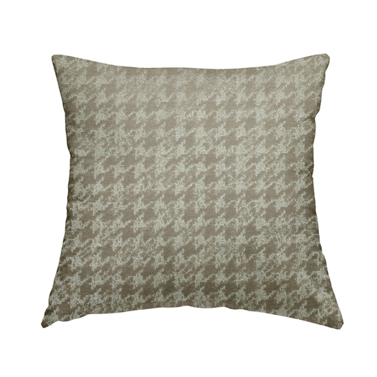 Kimberley Houndstooth Pattern Soft Chenille Upholstery Fabric In Brown Colour CTR-1180 - Handmade Cushions