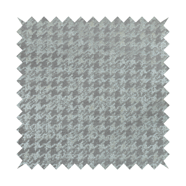 Kimberley Houndstooth Pattern Soft Chenille Upholstery Fabric In Silver Colour CTR-1181 - Made To Measure Curtains