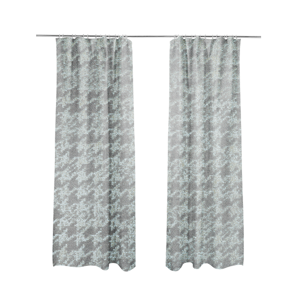 Kimberley Houndstooth Pattern Soft Chenille Upholstery Fabric In Silver Colour CTR-1181 - Made To Measure Curtains