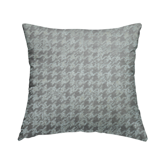 Kimberley Houndstooth Pattern Soft Chenille Upholstery Fabric In Silver Colour CTR-1181 - Handmade Cushions