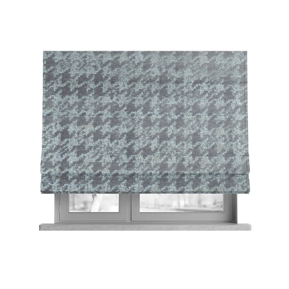 Kimberley Houndstooth Pattern Soft Chenille Upholstery Fabric In Silver Colour CTR-1181 - Roman Blinds