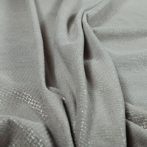 Kimberley Semi Plain Soft Chenille Upholstery Fabric In Silver Colour CTR-1188 - Made To Measure Curtains