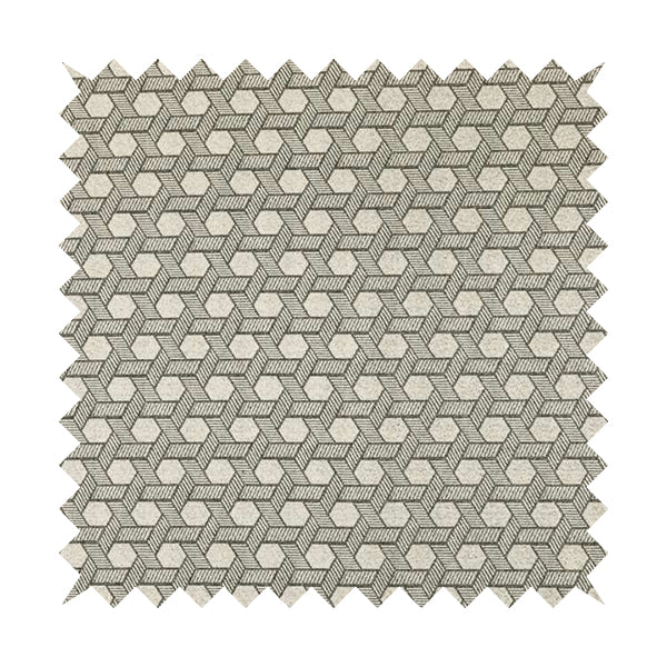 Elemental Collection Geometric Pattern Soft Wool Textured Grey White Colour Upholstery Fabric CTR-119 - Roman Blinds