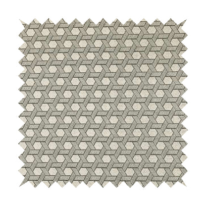 Elemental Collection Geometric Pattern Soft Wool Textured Grey White Colour Upholstery Fabric CTR-119