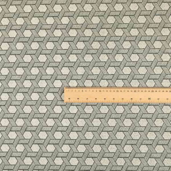 Elemental Collection Geometric Pattern Soft Wool Textured Grey White Colour Upholstery Fabric CTR-119 - Roman Blinds