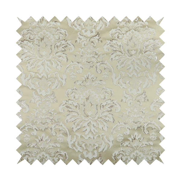 Nile Damask Pattern Metallic Tones Cream Gold Upholstery Fabric CTR-1192