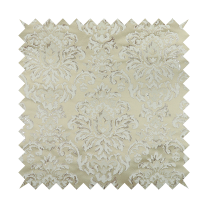 Nile Damask Pattern Metallic Tones Cream Gold Upholstery Fabric CTR-1192