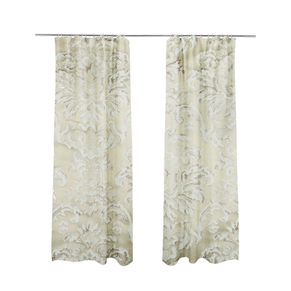 Nile Damask Pattern Metallic Tones Cream Gold Upholstery Fabric CTR-1192 - Made To Measure Curtains