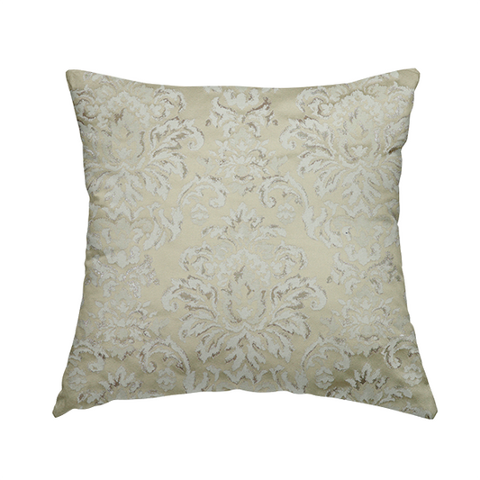 Nile Damask Pattern Metallic Tones Cream Gold Upholstery Fabric CTR-1192 - Handmade Cushions