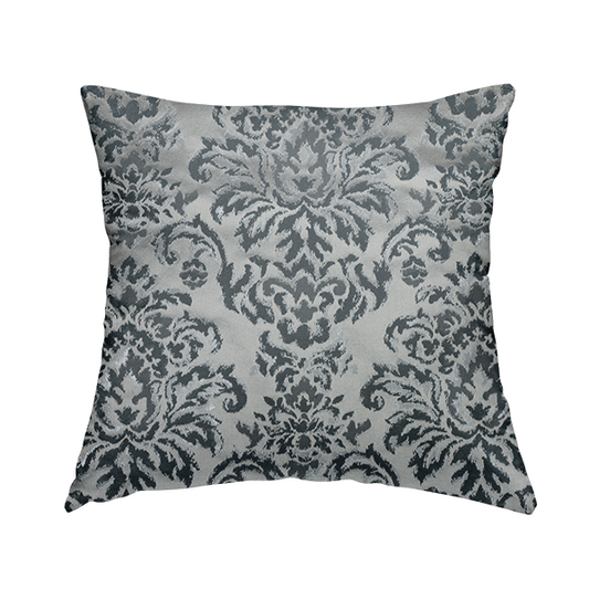 Nile Damask Pattern Metallic Tones Silver Grey Upholstery Fabric CTR-1193 - Handmade Cushions