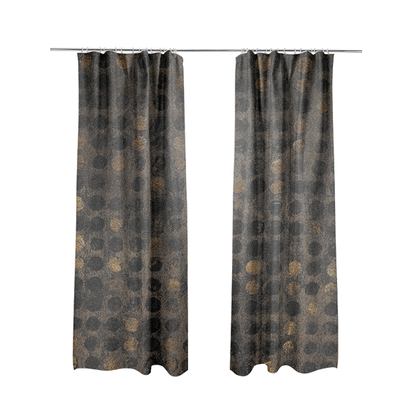 Nile Spotted Pattern Metallic Tones Black Grey Gold Upholstery Fabric CTR-1196 - Made To Measure Curtains