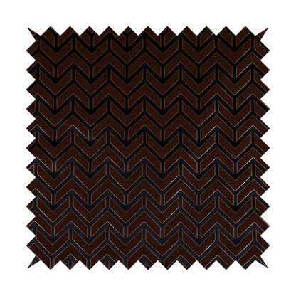 Nile Chevron Pattern Metallic Tones Navy Blue Orange Upholstery Fabric CTR-1197 - Roman Blinds