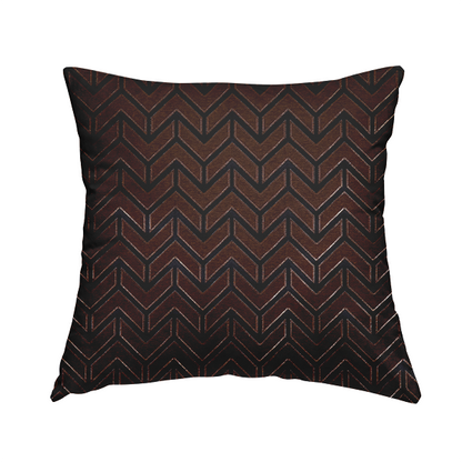 Nile Chevron Pattern Metallic Tones Navy Blue Orange Upholstery Fabric CTR-1197 - Handmade Cushions