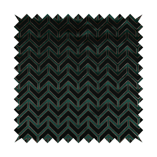 Nile Chevron Pattern Metallic Tones Green Gold Upholstery Fabric CTR-1199