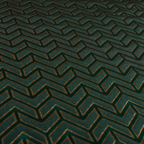 Nile Chevron Pattern Metallic Tones Green Gold Upholstery Fabric CTR-1199 - Roman Blinds