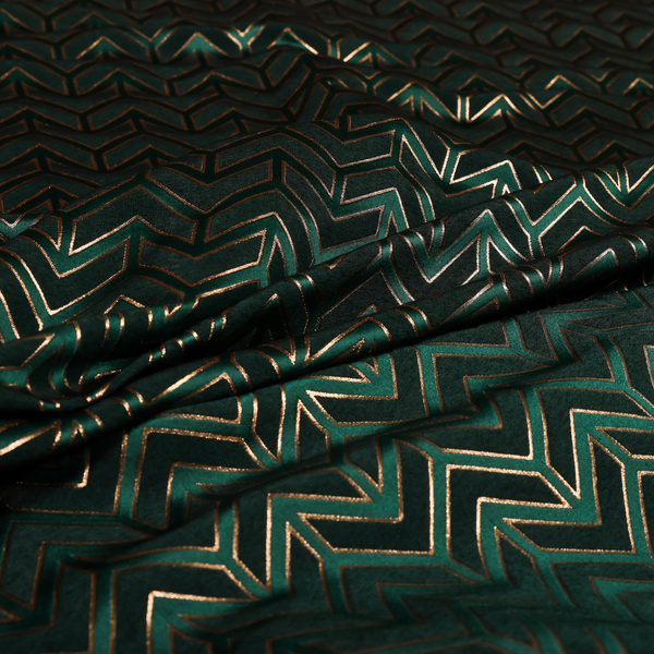 Nile Chevron Pattern Metallic Tones Green Gold Upholstery Fabric CTR-1199 - Handmade Cushions