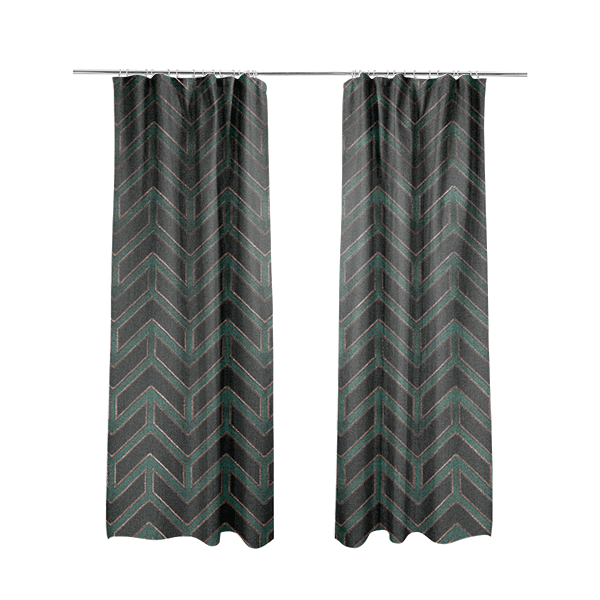 Nile Chevron Pattern Metallic Tones Green Gold Upholstery Fabric CTR-1199 - Made To Measure Curtains