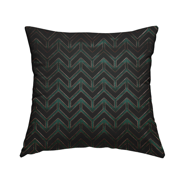 Nile Chevron Pattern Metallic Tones Green Gold Upholstery Fabric CTR-1199 - Handmade Cushions