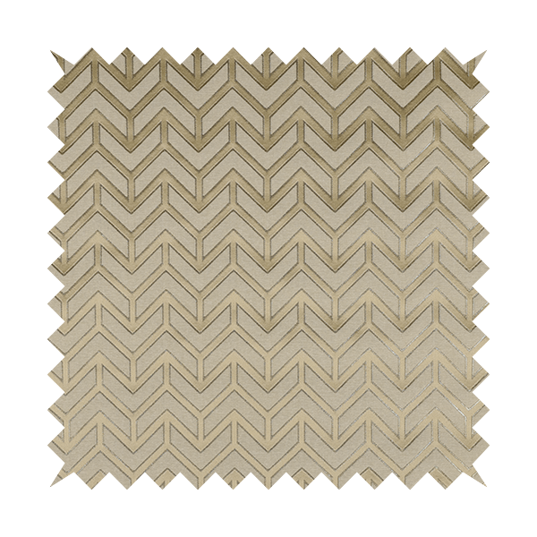 Nile Chevron Pattern Metallic Tones Cream Gold Upholstery Fabric CTR-1201 - Roman Blinds