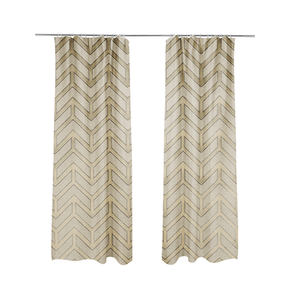 Nile Chevron Pattern Metallic Tones Cream Gold Upholstery Fabric CTR-1201 - Made To Measure Curtains