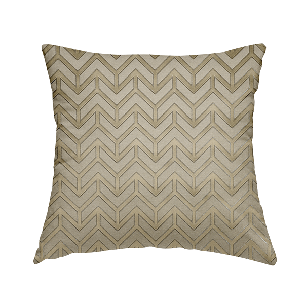Nile Chevron Pattern Metallic Tones Cream Gold Upholstery Fabric CTR-1201 - Handmade Cushions