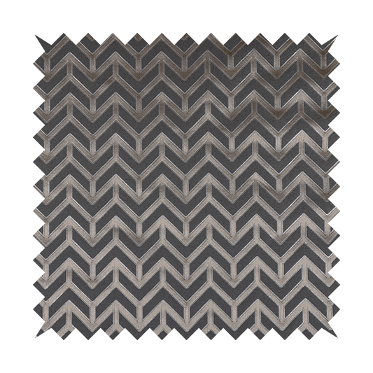Nile Chevron Pattern Metallic Tones Silver Grey Upholstery Fabric CTR-1203