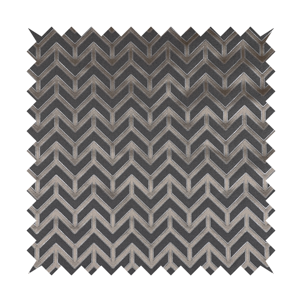 Nile Chevron Pattern Metallic Tones Silver Grey Upholstery Fabric CTR-1203 - Handmade Cushions