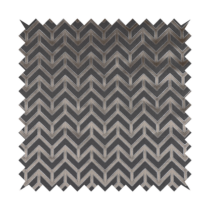 Nile Chevron Pattern Metallic Tones Silver Grey Upholstery Fabric CTR-1203 - Handmade Cushions