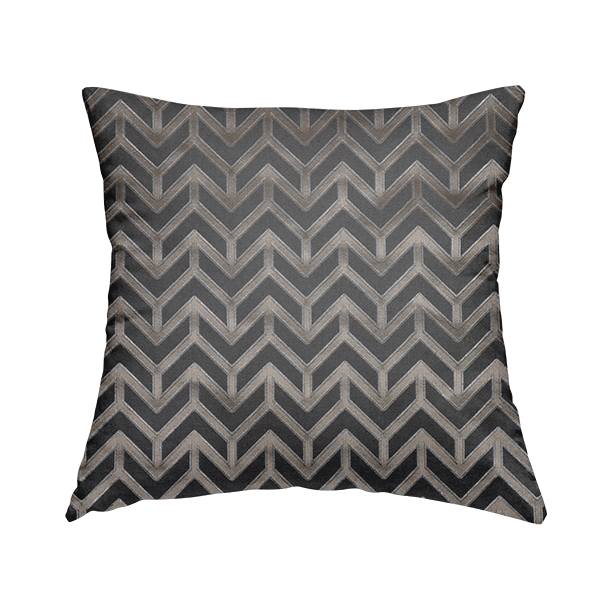 Nile Chevron Pattern Metallic Tones Silver Grey Upholstery Fabric CTR-1203 - Handmade Cushions