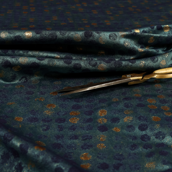 Nile Spotted Pattern Metallic Tones Blue Gold Upholstery Fabric CTR-1206 - Roman Blinds