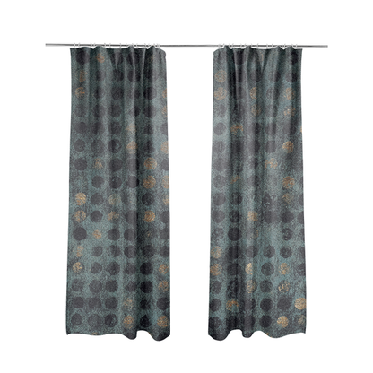 Nile Spotted Pattern Metallic Tones Blue Gold Upholstery Fabric CTR-1206 - Made To Measure Curtains