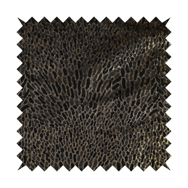 Nile Animal Print Pattern Metallic Tones Black Grey Gold Upholstery Fabric CTR-1207