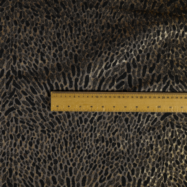 Nile Animal Print Pattern Metallic Tones Black Grey Gold Upholstery Fabric CTR-1207