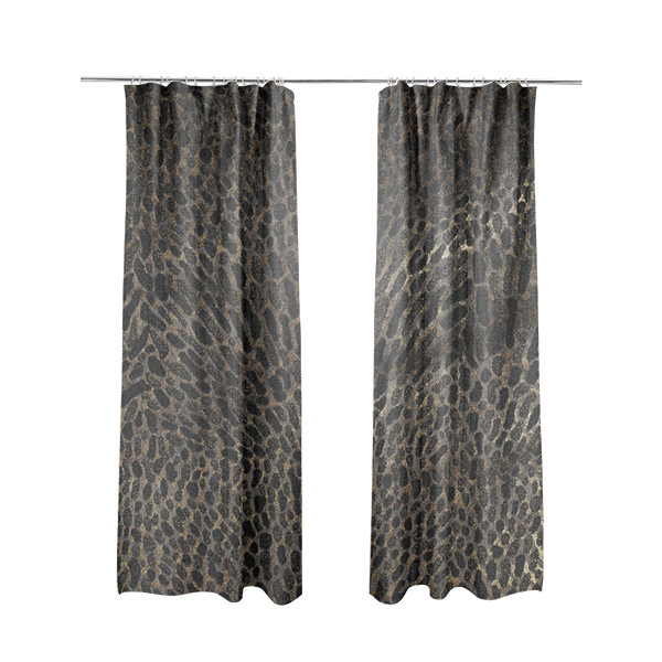 Nile Animal Print Pattern Metallic Tones Black Grey Gold Upholstery Fabric CTR-1207 - Made To Measure Curtains