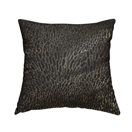 Nile Animal Print Pattern Metallic Tones Black Grey Gold Upholstery Fabric CTR-1207 - Handmade Cushions