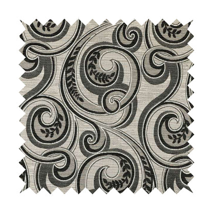 Ketu Collection Of Woven Chenille Floral Black Grey Colour Furnishing Fabrics CTR-121
