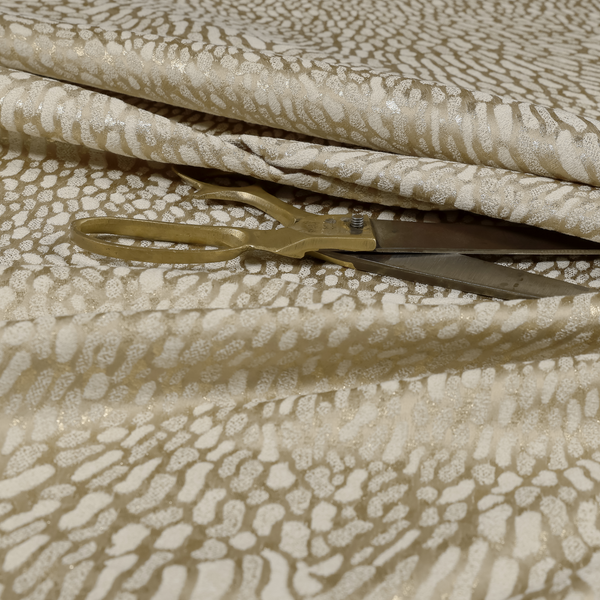Nile Animal Print Pattern Metallic Tones Cream Gold Upholstery Fabric CTR-1210 - Roman Blinds