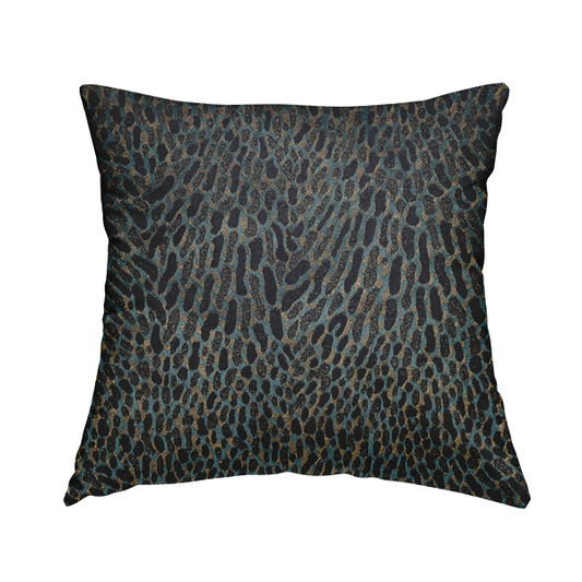 Nile Animal Print Pattern Metallic Tones Navy Blue Gold Upholstery Fabric CTR-1212 - Handmade Cushions