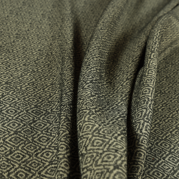 Sahara Geometric Pattern Chenille Material In Black Upholstery Fabric CTR-1213 - Roman Blinds