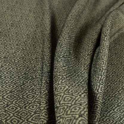 Sahara Geometric Pattern Chenille Material In Black Upholstery Fabric CTR-1213 - Handmade Cushions