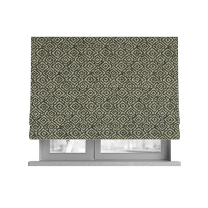 Sahara Geometric Pattern Chenille Material In Black Upholstery Fabric CTR-1213 - Roman Blinds