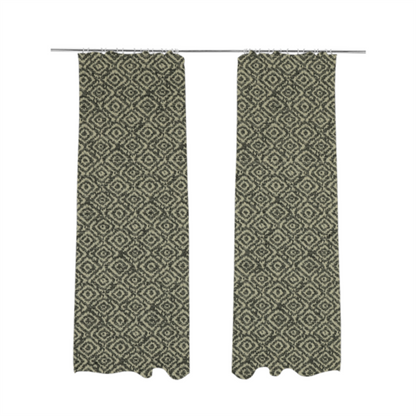 Sahara Geometric Pattern Chenille Material In Black Upholstery Fabric CTR-1213 - Made To Measure Curtains