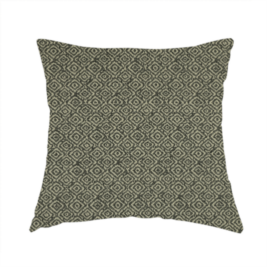 Sahara Geometric Pattern Chenille Material In Black Upholstery Fabric CTR-1213 - Handmade Cushions