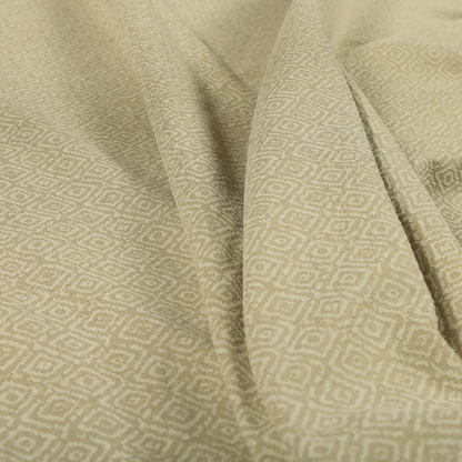 Sahara Geometric Pattern Chenille Material In Cream Beige Upholstery Fabric CTR-1214 - Made To Measure Curtains