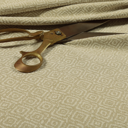 Sahara Geometric Pattern Chenille Material In Cream Beige Upholstery Fabric CTR-1214 - Roman Blinds